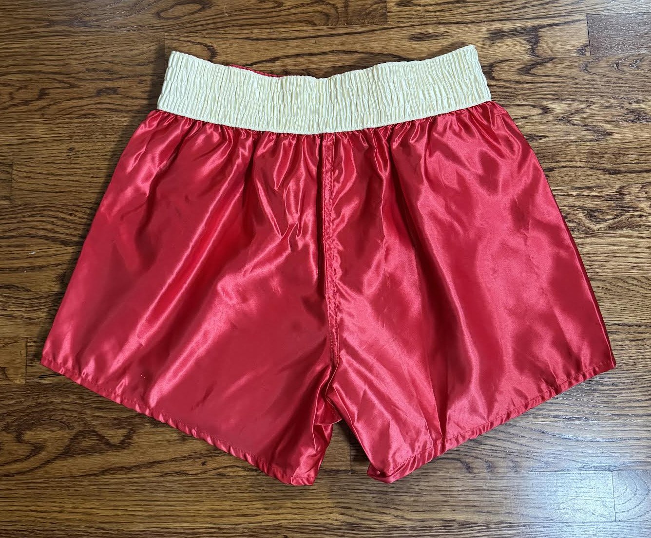 Vintage Everlast Red Satin Boxing Trunks Signed By George Foreman